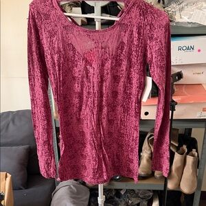 Earth Yoga Crushed Velvet Long Sleeve Top - Berry